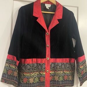 Coldwater Creek Black and Red Patterned Blazer